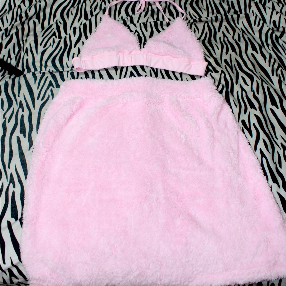 Faux Fur Baby Pink Two Piece